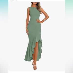 Elegant Sleeveless Green Bodycon Dress